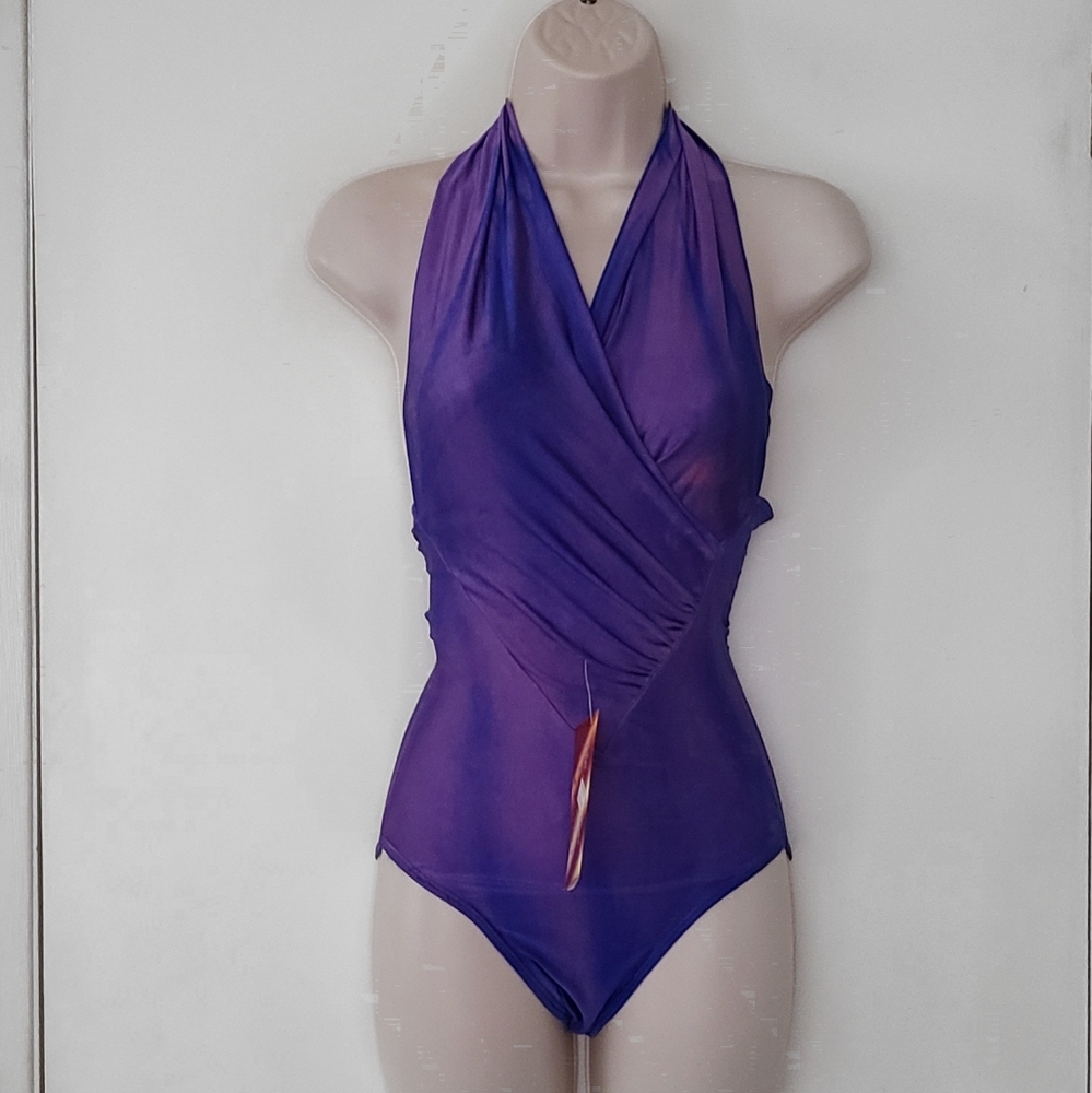 Ombre Halter One Piece Bathing Suit